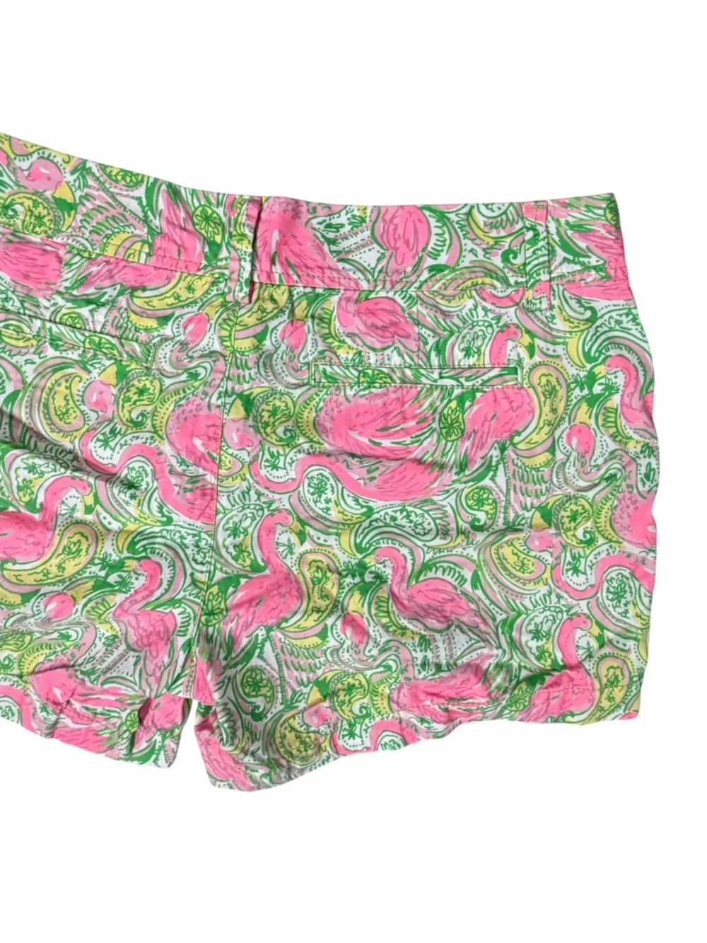 Lilly Pulitzer Pink Flamingo & Lime Paisley High-Rise Shorts